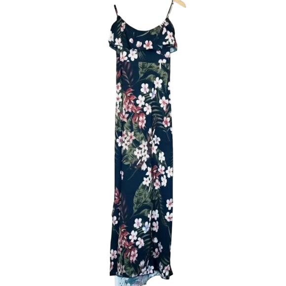 Chaser Floral Ruffle Front Tie Back Maxi Dress, Size Medium New with Tag - Picture 3 of 15